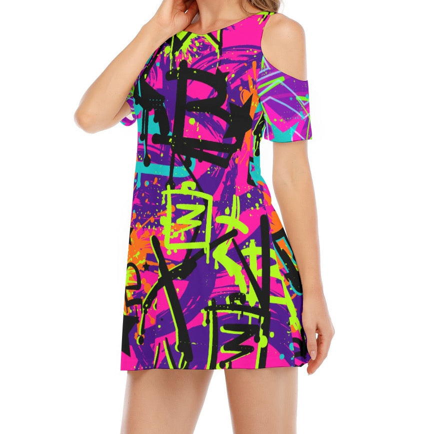Teen or Woman Rockstar Print Eco-Friendly 100% Cotton Dress