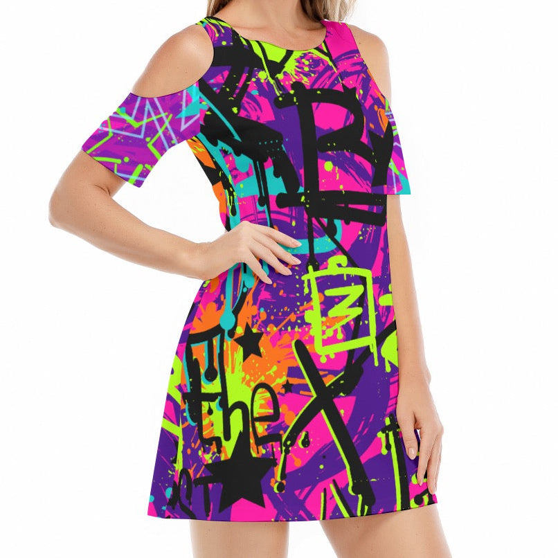 Teen or Woman Rockstar Print Eco-Friendly 100% Cotton Dress