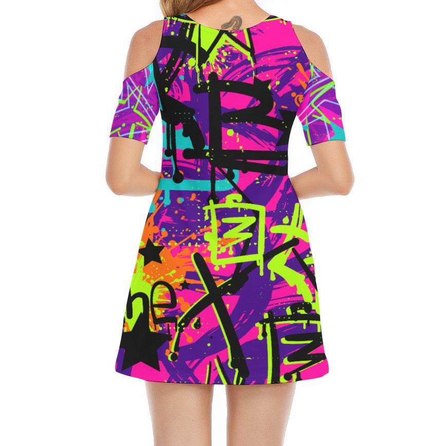 Teen or Woman Rockstar Print Eco-Friendly 100% Cotton Dress