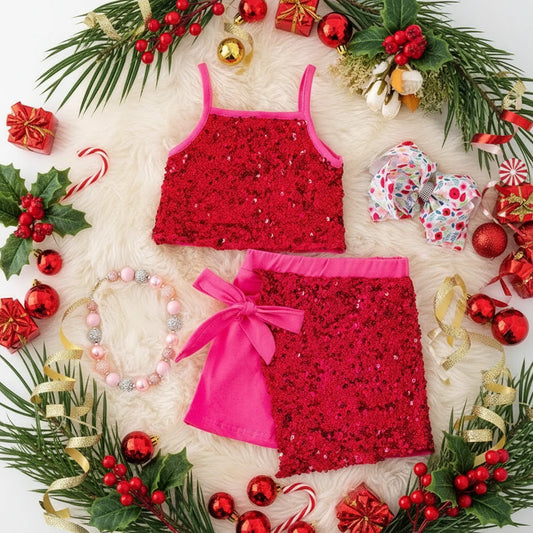 Fuchsia Sparkle Set (Top + Skirt)