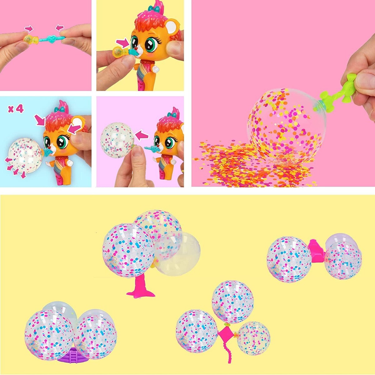 Bubiloons Confetti Surprise Collectible Doll with 8+ Surprises and Accessories